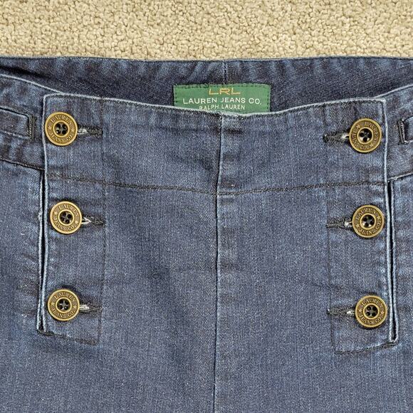 Lauren Ralph Lauren Capri Jeans Womens 16 Blue Double Button Panel Cropped Denim - Picture 4 of 14